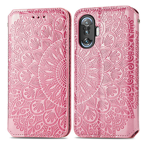 Coque Portefeuille Motif Fantaisie Livre Cuir Etui Clapet S01D pour Xiaomi Poco F4 GT 5G Or Rose