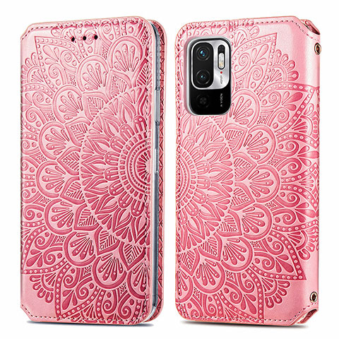 Coque Portefeuille Motif Fantaisie Livre Cuir Etui Clapet S01D pour Xiaomi POCO M3 Pro 5G Or Rose