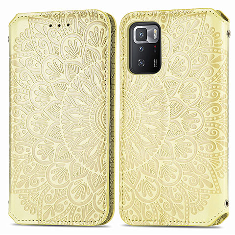 Coque Portefeuille Motif Fantaisie Livre Cuir Etui Clapet S01D pour Xiaomi Poco X3 GT 5G Or