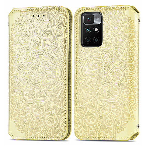 Coque Portefeuille Motif Fantaisie Livre Cuir Etui Clapet S01D pour Xiaomi Redmi 10 4G Or