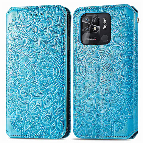 Coque Portefeuille Motif Fantaisie Livre Cuir Etui Clapet S01D pour Xiaomi Redmi 10 Power Bleu