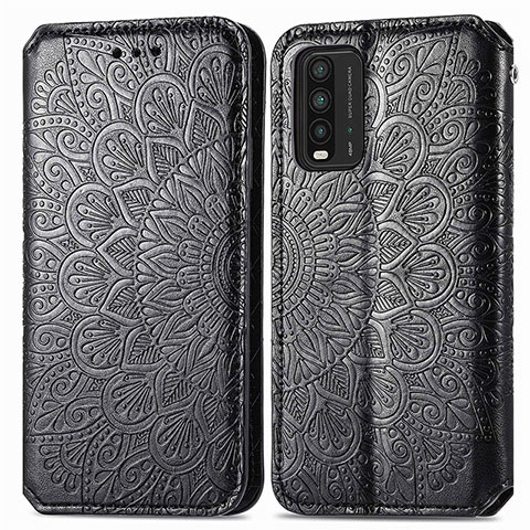 Coque Portefeuille Motif Fantaisie Livre Cuir Etui Clapet S01D pour Xiaomi Redmi 9 Power Noir