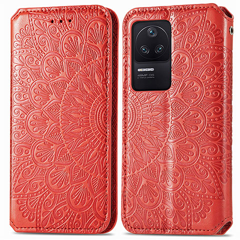 Coque Portefeuille Motif Fantaisie Livre Cuir Etui Clapet S01D pour Xiaomi Redmi K40S 5G Rouge