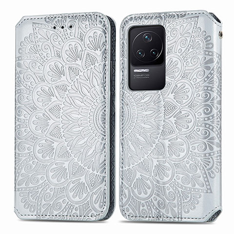 Coque Portefeuille Motif Fantaisie Livre Cuir Etui Clapet S01D pour Xiaomi Redmi K50 5G Argent