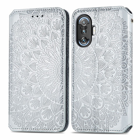 Coque Portefeuille Motif Fantaisie Livre Cuir Etui Clapet S01D pour Xiaomi Redmi K50 Gaming 5G Argent