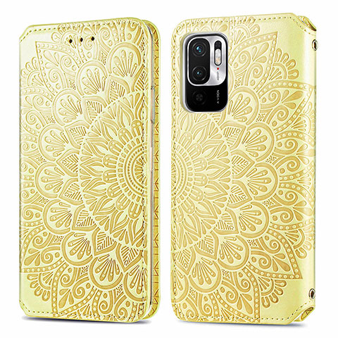 Coque Portefeuille Motif Fantaisie Livre Cuir Etui Clapet S01D pour Xiaomi Redmi Note 10 5G Or