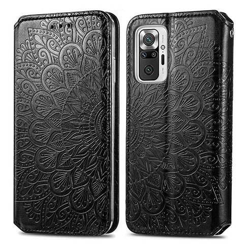 Coque Portefeuille Motif Fantaisie Livre Cuir Etui Clapet S01D pour Xiaomi Redmi Note 10 Pro 4G Noir