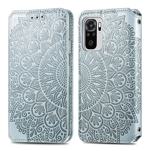 Coque Portefeuille Motif Fantaisie Livre Cuir Etui Clapet S01D pour Xiaomi Redmi Note 10S 4G Argent