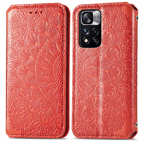 Coque Portefeuille Motif Fantaisie Livre Cuir Etui Clapet S01D pour Xiaomi Redmi Note 11 Pro+ Plus 5G Rouge