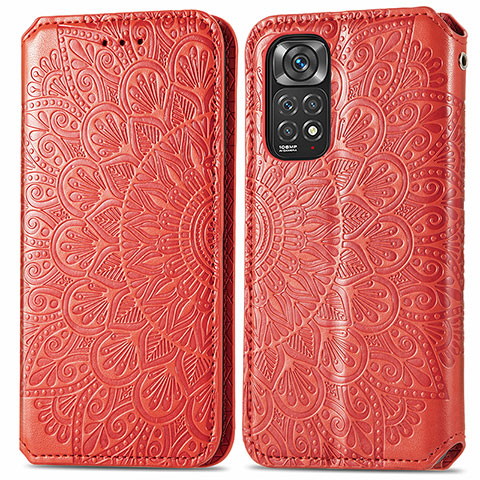 Coque Portefeuille Motif Fantaisie Livre Cuir Etui Clapet S01D pour Xiaomi Redmi Note 11S 4G Rouge