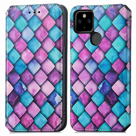 Coque Portefeuille Motif Fantaisie Livre Cuir Etui Clapet S02D pour Google Pixel 5a 5G Violet