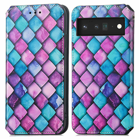 Coque Portefeuille Motif Fantaisie Livre Cuir Etui Clapet S02D pour Google Pixel 6 5G Violet