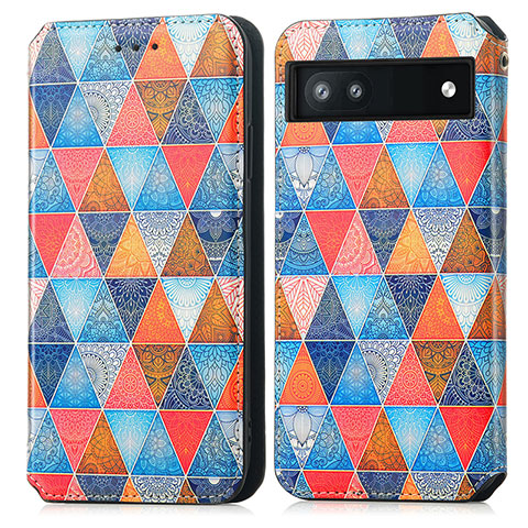 Coque Portefeuille Motif Fantaisie Livre Cuir Etui Clapet S02D pour Google Pixel 6a 5G Marron