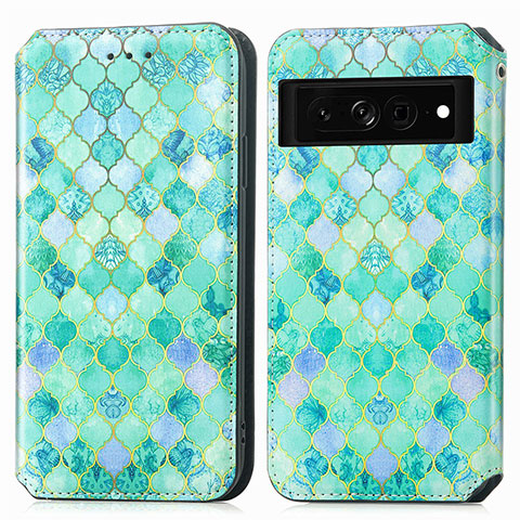 Coque Portefeuille Motif Fantaisie Livre Cuir Etui Clapet S02D pour Google Pixel 7 Pro 5G Vert