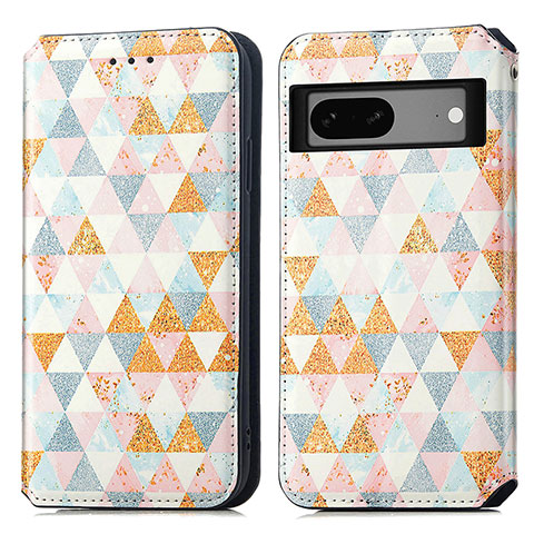 Coque Portefeuille Motif Fantaisie Livre Cuir Etui Clapet S02D pour Google Pixel 7a 5G Blanc