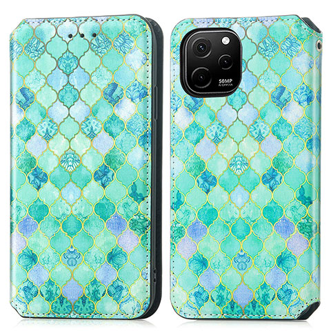 Coque Portefeuille Motif Fantaisie Livre Cuir Etui Clapet S02D pour Huawei Enjoy 50z Vert