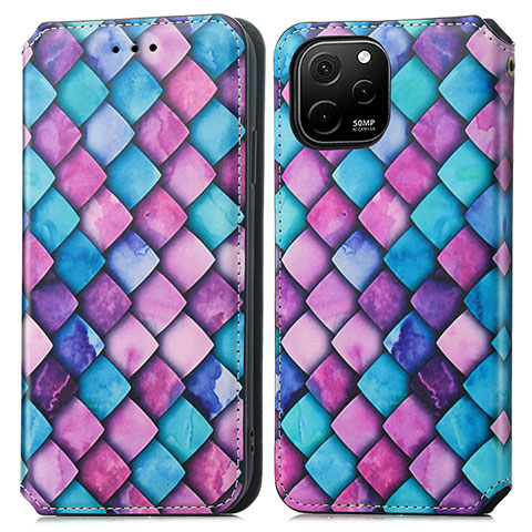 Coque Portefeuille Motif Fantaisie Livre Cuir Etui Clapet S02D pour Huawei Enjoy 50z Violet