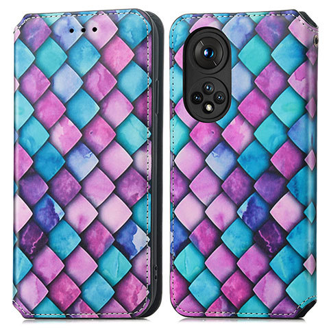 Coque Portefeuille Motif Fantaisie Livre Cuir Etui Clapet S02D pour Huawei Honor 50 5G Violet