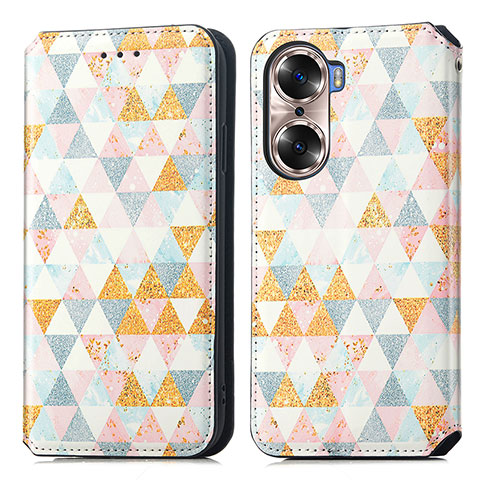 Coque Portefeuille Motif Fantaisie Livre Cuir Etui Clapet S02D pour Huawei Honor 60 5G Blanc