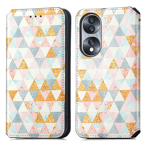 Coque Portefeuille Motif Fantaisie Livre Cuir Etui Clapet S02D pour Huawei Honor 70 5G Blanc