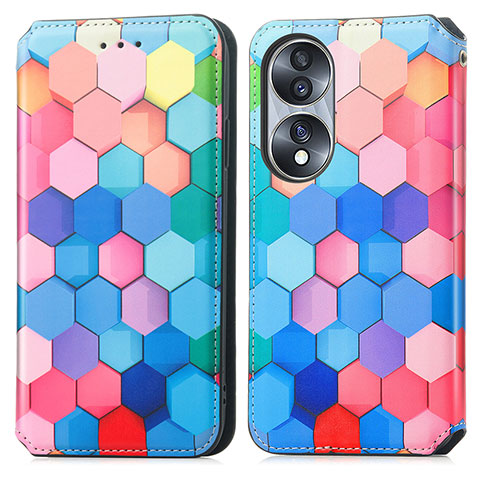 Coque Portefeuille Motif Fantaisie Livre Cuir Etui Clapet S02D pour Huawei Honor 70 5G Colorful