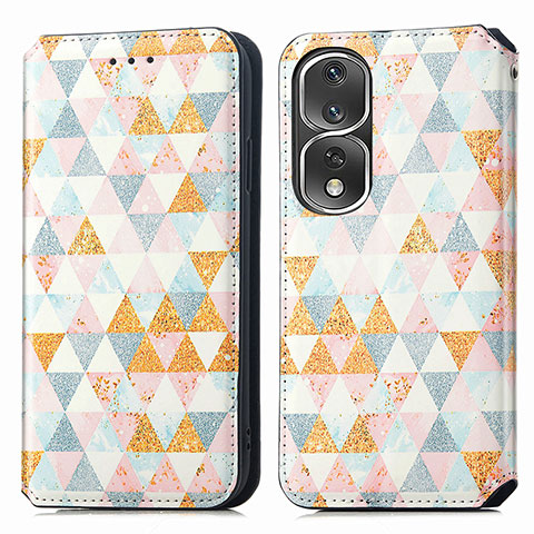 Coque Portefeuille Motif Fantaisie Livre Cuir Etui Clapet S02D pour Huawei Honor 80 Pro 5G Blanc