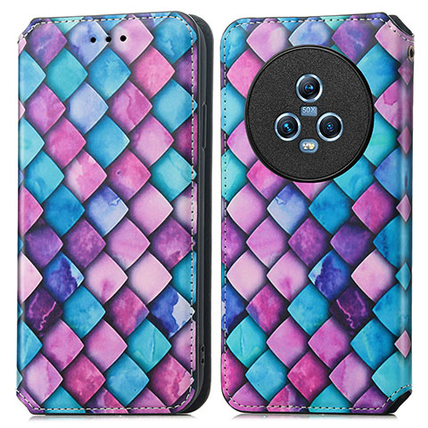 Coque Portefeuille Motif Fantaisie Livre Cuir Etui Clapet S02D pour Huawei Honor Magic5 5G Violet