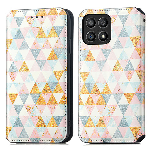 Coque Portefeuille Motif Fantaisie Livre Cuir Etui Clapet S02D pour Huawei Honor X30i Blanc