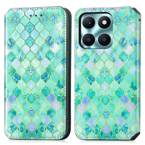 Coque Portefeuille Motif Fantaisie Livre Cuir Etui Clapet S02D pour Huawei Honor X6a Vert