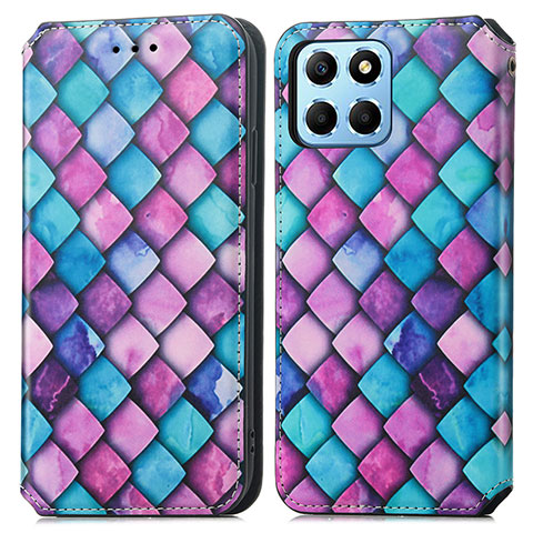 Coque Portefeuille Motif Fantaisie Livre Cuir Etui Clapet S02D pour Huawei Honor X6S Violet