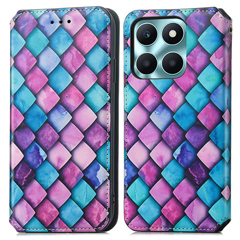 Coque Portefeuille Motif Fantaisie Livre Cuir Etui Clapet S02D pour Huawei Honor X8b Violet