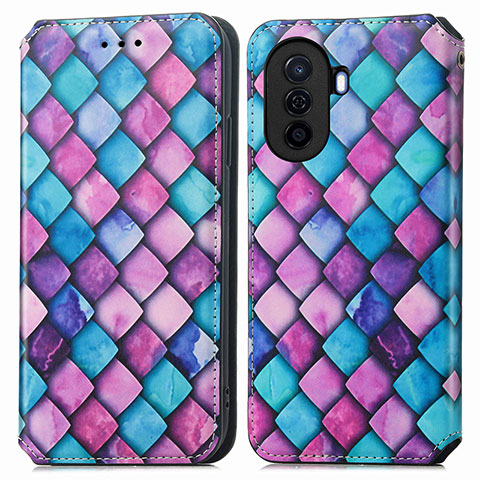 Coque Portefeuille Motif Fantaisie Livre Cuir Etui Clapet S02D pour Huawei Nova Y70 Plus Violet