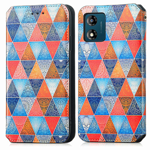 Coque Portefeuille Motif Fantaisie Livre Cuir Etui Clapet S02D pour Motorola Moto E13 Marron