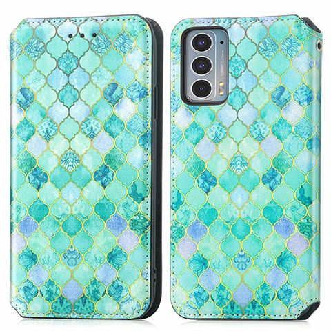 Coque Portefeuille Motif Fantaisie Livre Cuir Etui Clapet S02D pour Motorola Moto Edge 20 5G Vert