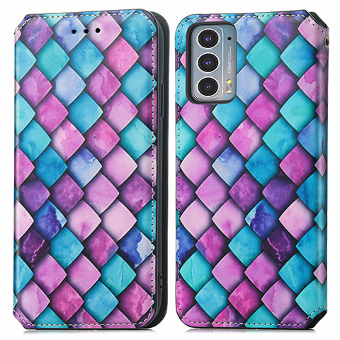 Coque Portefeuille Motif Fantaisie Livre Cuir Etui Clapet S02D pour Motorola Moto Edge 20 5G Violet