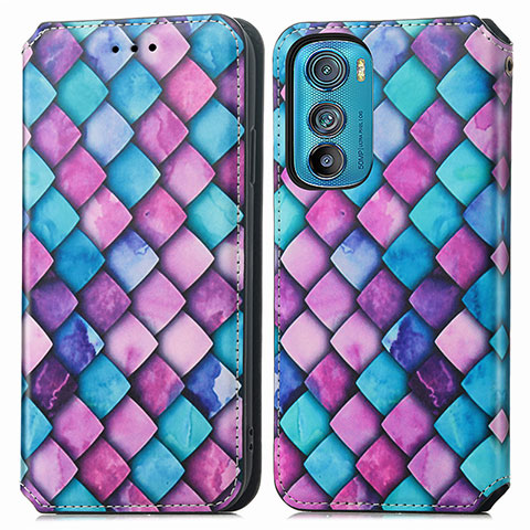 Coque Portefeuille Motif Fantaisie Livre Cuir Etui Clapet S02D pour Motorola Moto Edge 30 5G Violet