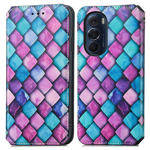 Coque Portefeuille Motif Fantaisie Livre Cuir Etui Clapet S02D pour Motorola Moto Edge Plus (2022) 5G Violet