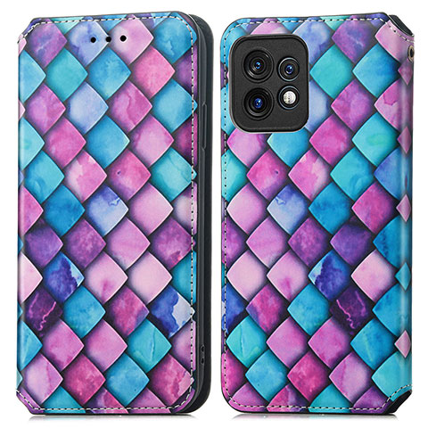 Coque Portefeuille Motif Fantaisie Livre Cuir Etui Clapet S02D pour Motorola Moto Edge Plus (2023) 5G Violet