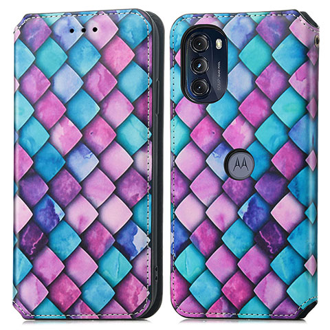 Coque Portefeuille Motif Fantaisie Livre Cuir Etui Clapet S02D pour Motorola Moto G 5G (2022) Violet