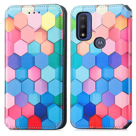 Coque Portefeuille Motif Fantaisie Livre Cuir Etui Clapet S02D pour Motorola Moto G Pure Colorful