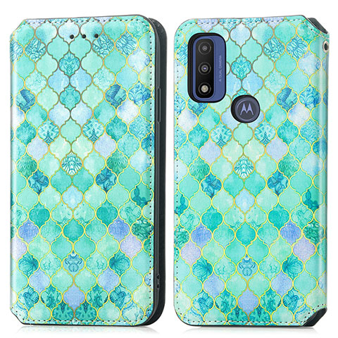 Coque Portefeuille Motif Fantaisie Livre Cuir Etui Clapet S02D pour Motorola Moto G Pure Vert