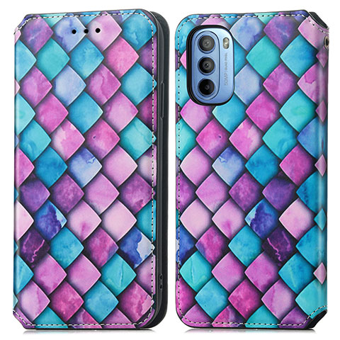 Coque Portefeuille Motif Fantaisie Livre Cuir Etui Clapet S02D pour Motorola Moto G31 Violet