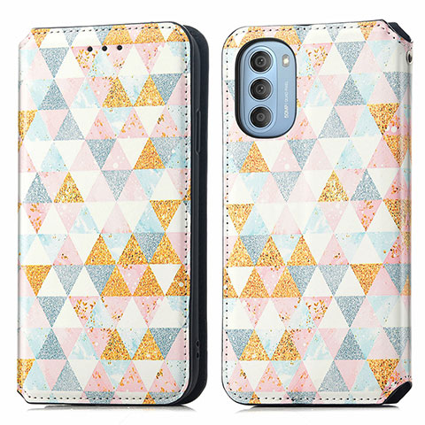 Coque Portefeuille Motif Fantaisie Livre Cuir Etui Clapet S02D pour Motorola Moto G51 5G Blanc