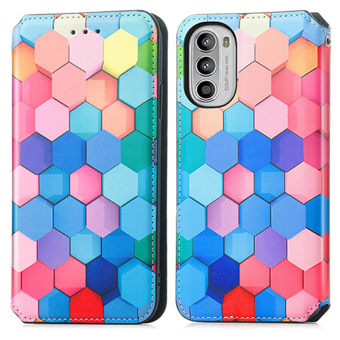 Coque Portefeuille Motif Fantaisie Livre Cuir Etui Clapet S02D pour Motorola MOTO G52 Colorful