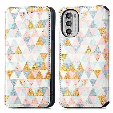 Coque Portefeuille Motif Fantaisie Livre Cuir Etui Clapet S02D pour Motorola Moto G52j 5G Blanc