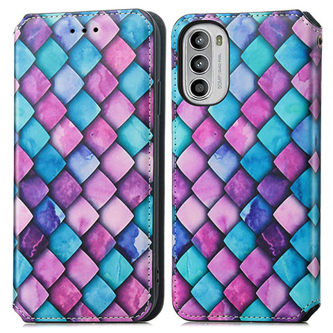 Coque Portefeuille Motif Fantaisie Livre Cuir Etui Clapet S02D pour Motorola Moto G52j 5G Violet