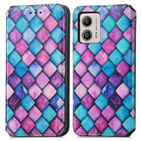 Coque Portefeuille Motif Fantaisie Livre Cuir Etui Clapet S02D pour Motorola Moto G53 5G Violet