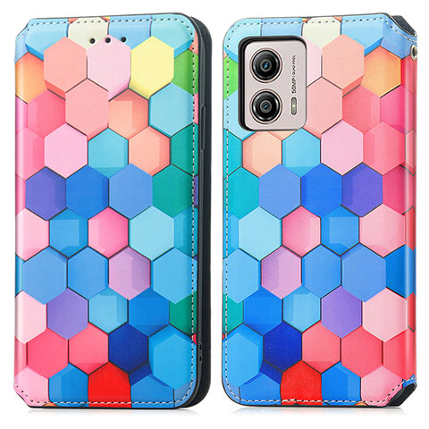 Coque Portefeuille Motif Fantaisie Livre Cuir Etui Clapet S02D pour Motorola Moto G53y 5G Colorful