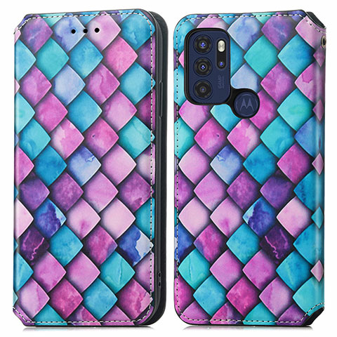 Coque Portefeuille Motif Fantaisie Livre Cuir Etui Clapet S02D pour Motorola Moto G60s Violet