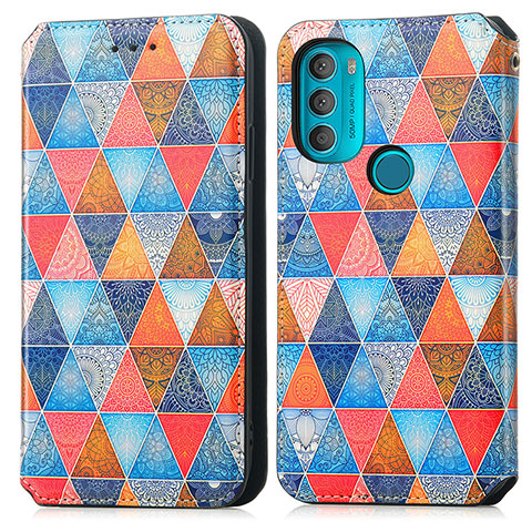 Coque Portefeuille Motif Fantaisie Livre Cuir Etui Clapet S02D pour Motorola Moto G71 5G Marron